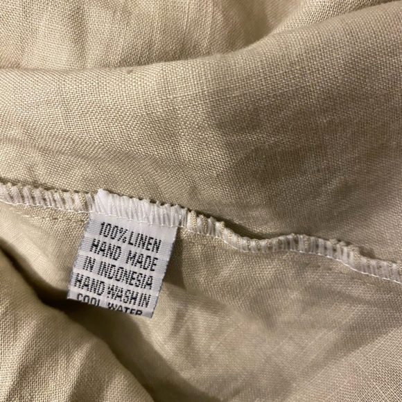 LJC Designs Women's L Sleeveless Fringe Wrap Tie Front Linen Top Tan Bin PM - Picture 6 of 8